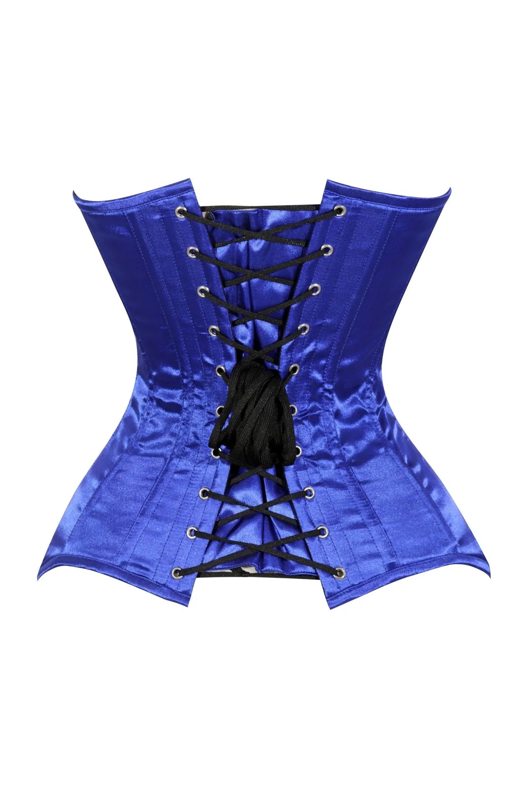 Lavish Royal Blue Satin Overbust Corset Sweetheart Neckline Busk Closure