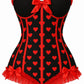 Lavish Black & Red Hearts Lycra Hook & Eye Back Closure Bustier