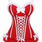 Lavish Red/White Lace-Up Bustier Corset with Underwire Cups