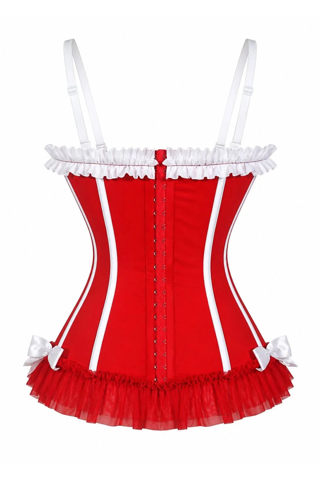 Lavish Red/White Lace-Up Bustier Corset with Underwire Cups