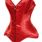 Lavish Red Satin Front Zipper Overbust Corset