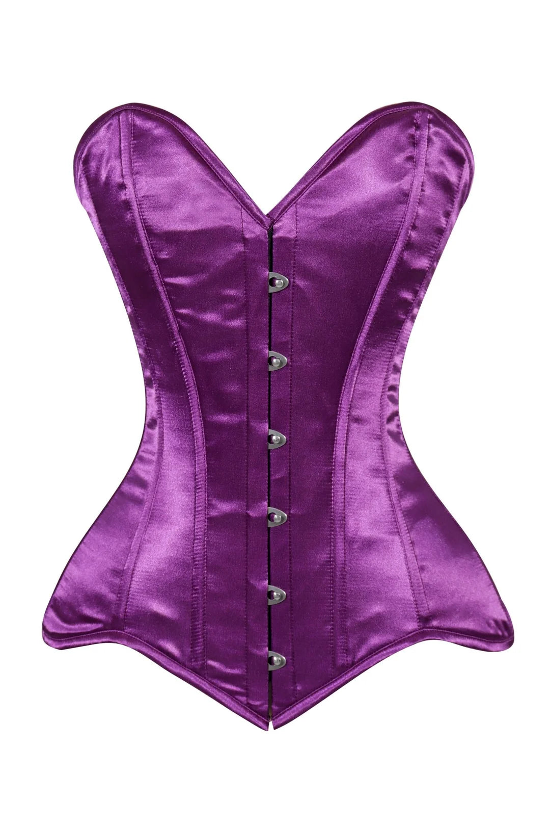 Lavish Magenta Satin Overbust Corset Sweetheart Neckline Busk Closure