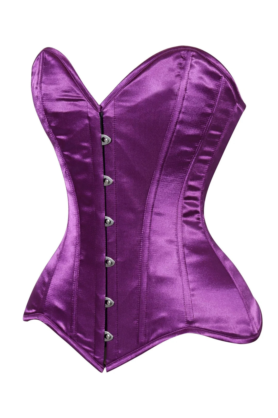 Lavish Magenta Satin Overbust Corset Sweetheart Neckline Busk Closure