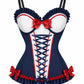 Lavish Navy/Red/White Stretch Lycra Bustier Corset with Underwire Cups