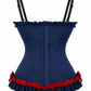 Lavish Navy/Red/White Stretch Lycra Bustier Corset with Underwire Cups