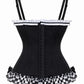 Lavish Blue/White/Black w/Checker Stretch Lycra Bustier Corset with Underwire Cups