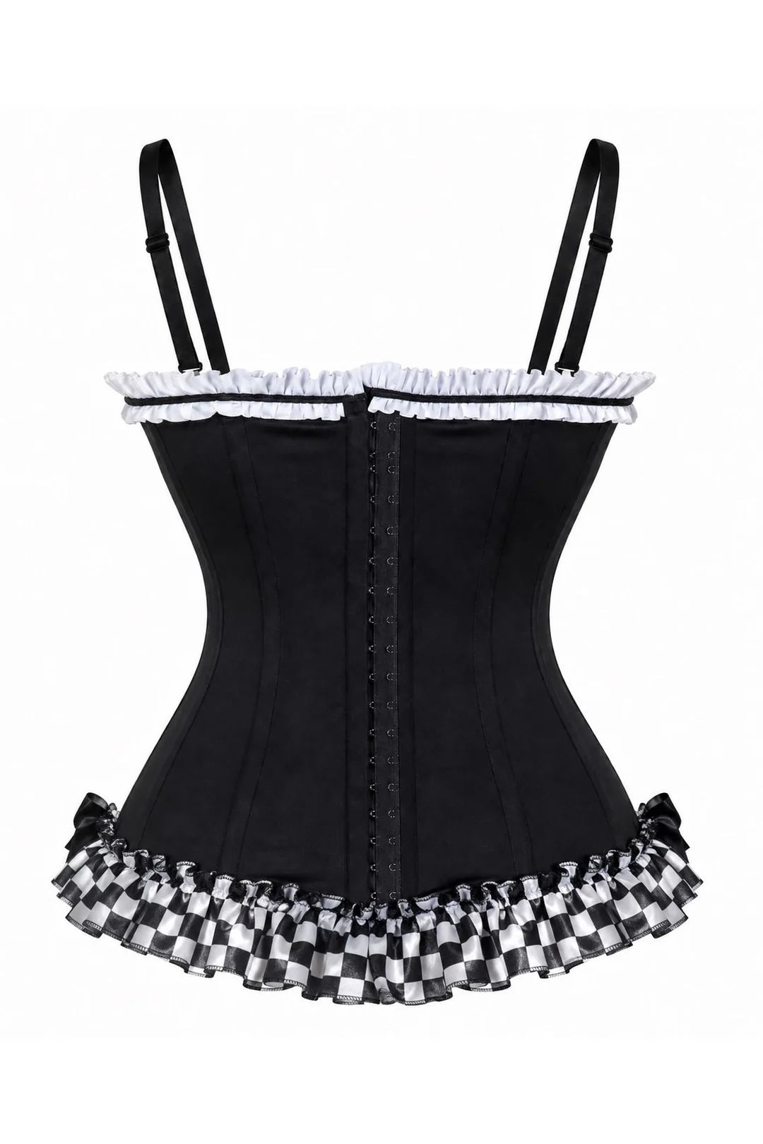 Lavish Blue/White/Black w/Checker Stretch Lycra Bustier Corset with Underwire Cups