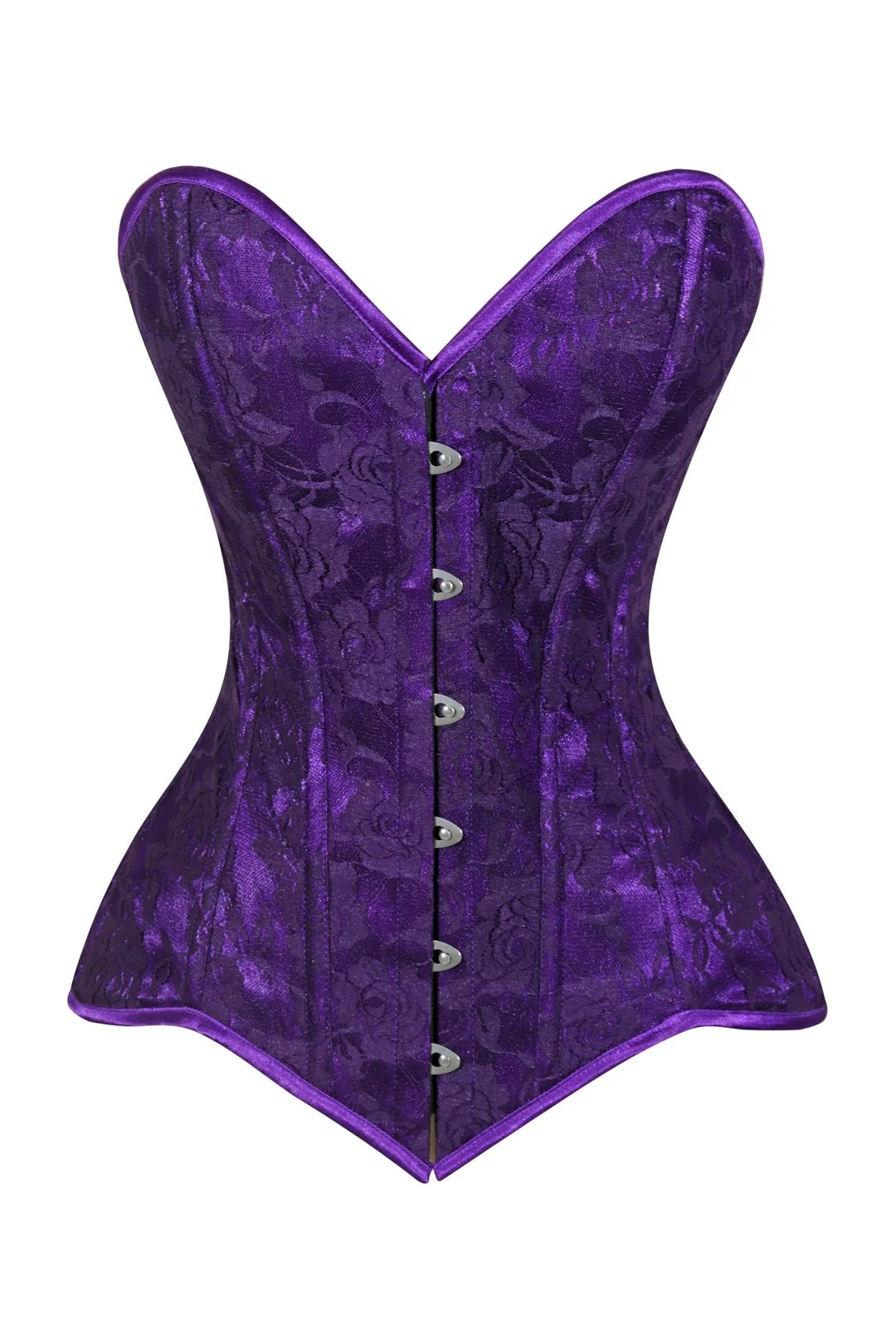 Lavish Purple Lace Overbust Corset Sweetheart Neckline Busk Closure