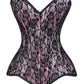 Lavish Pink/Black Lace Overbust Corset Sweetheart Neckline Busk Closure