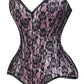 Lavish Pink/Black Lace Overbust Corset Sweetheart Neckline Busk Closure