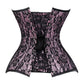 Lavish Pink/Black Lace Overbust Corset Sweetheart Neckline Busk Closure