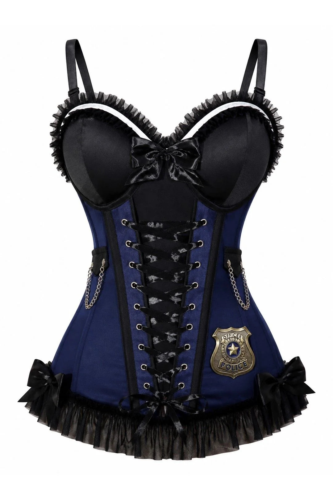 Lavish Navy/Black Bustier Corset with Underwire Cups
