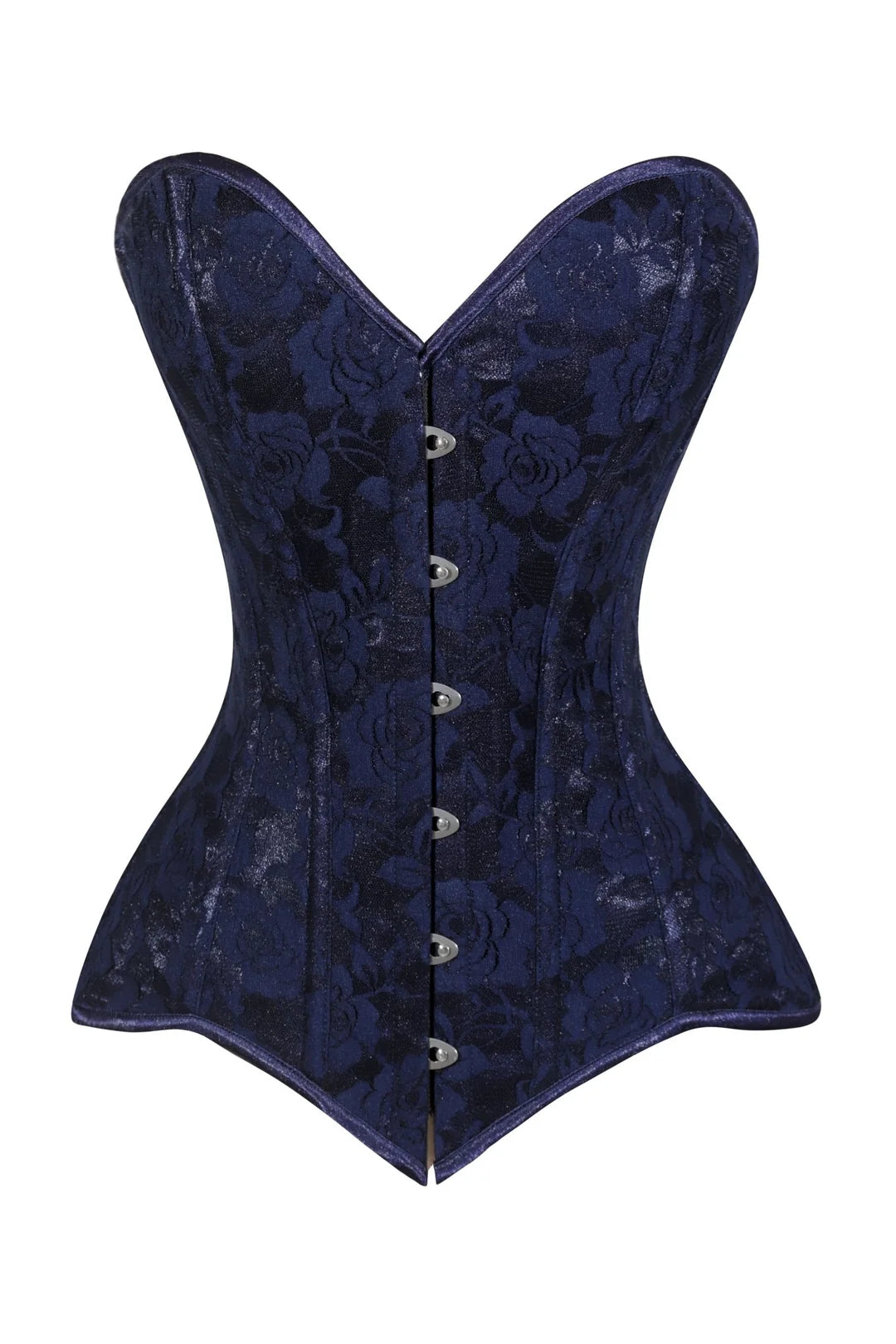 Lavish Navy Blue Lace Overbust Corset Sweetheart Neckline Busk Closure