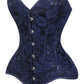 Lavish Navy Blue Lace Overbust Corset Sweetheart Neckline Busk Closure