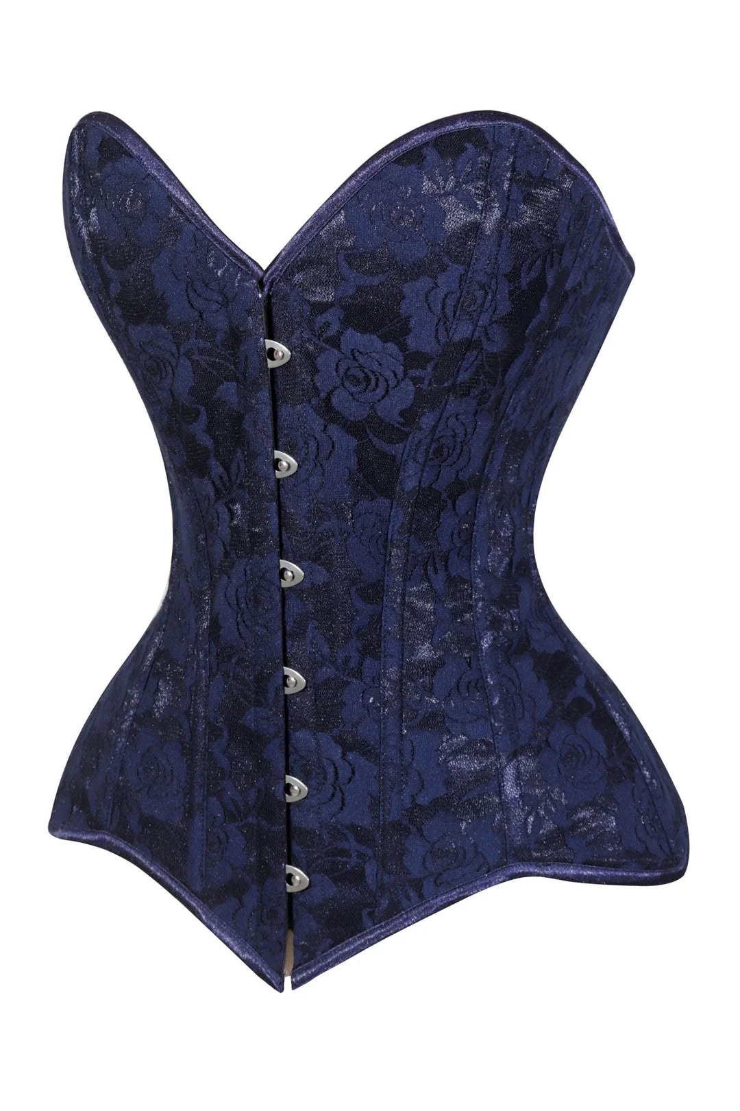 Lavish Navy Blue Lace Overbust Corset Sweetheart Neckline Busk Closure