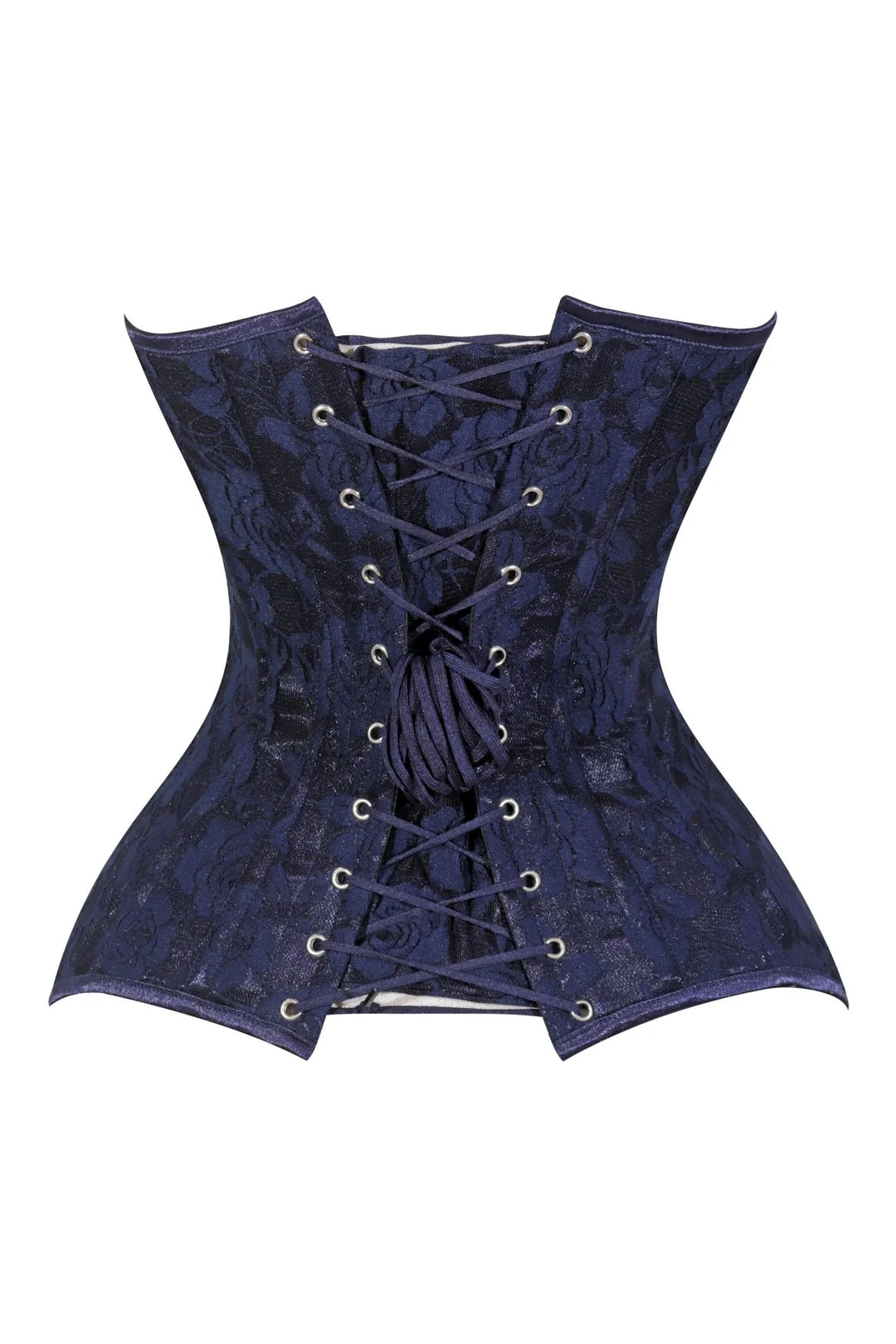 Lavish Navy Blue Lace Overbust Corset Sweetheart Neckline Busk Closure
