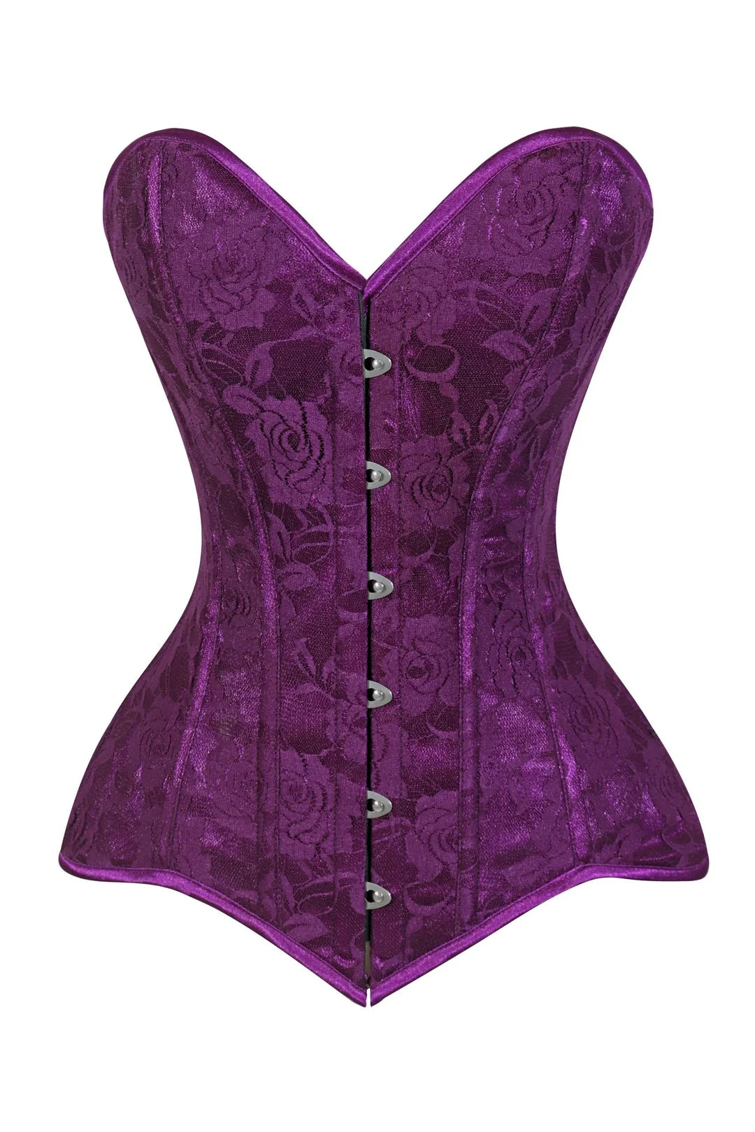 Lavish Magenta Lace Overbust Corset Sweetheart Neckline Busk Closure