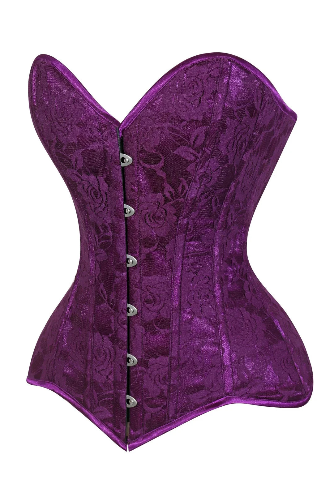 Lavish Magenta Lace Overbust Corset Sweetheart Neckline Busk Closure