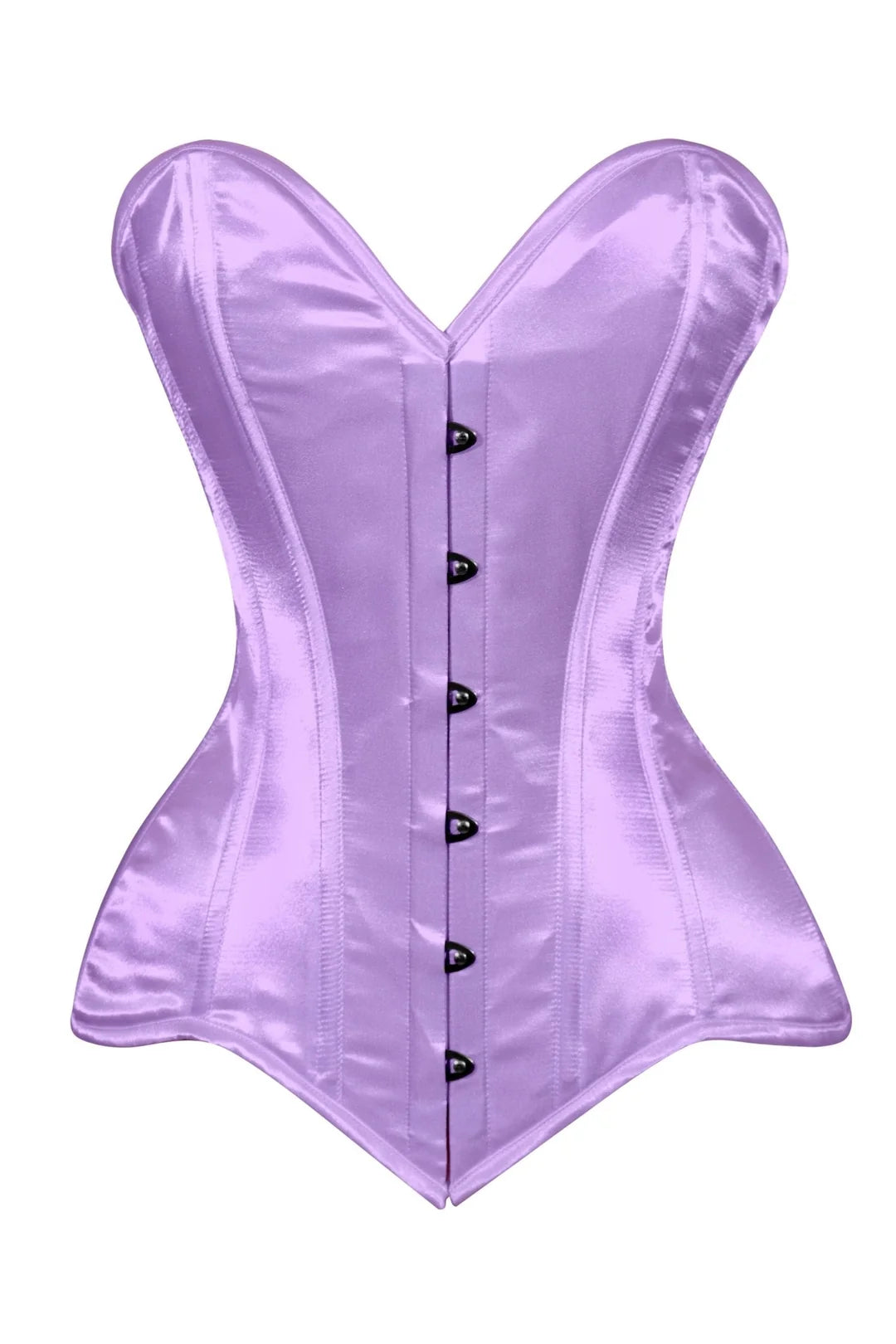 Lavish Lt Purple Satin Overbust Corset Sweetheart Neckline Busk Closure
