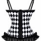 Lavish Black Diamond Print Bustier Corset with Underwire Cups