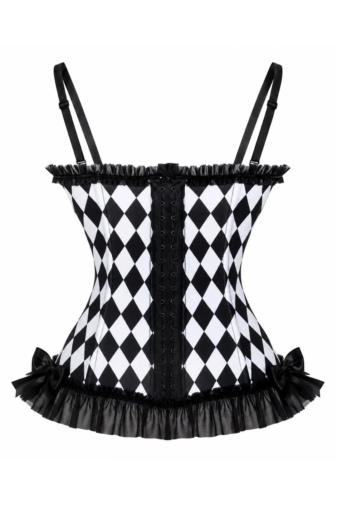 Lavish Black Diamond Print Bustier Corset with Underwire Cups