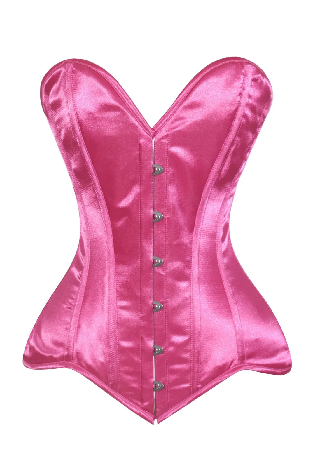 Lavish Hot Pink Satin Overbust Corset Sweetheart Neckline Busk Closure