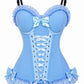 Lavish Light Blue Lace-Up Bustier Corset with Underwire Cups
