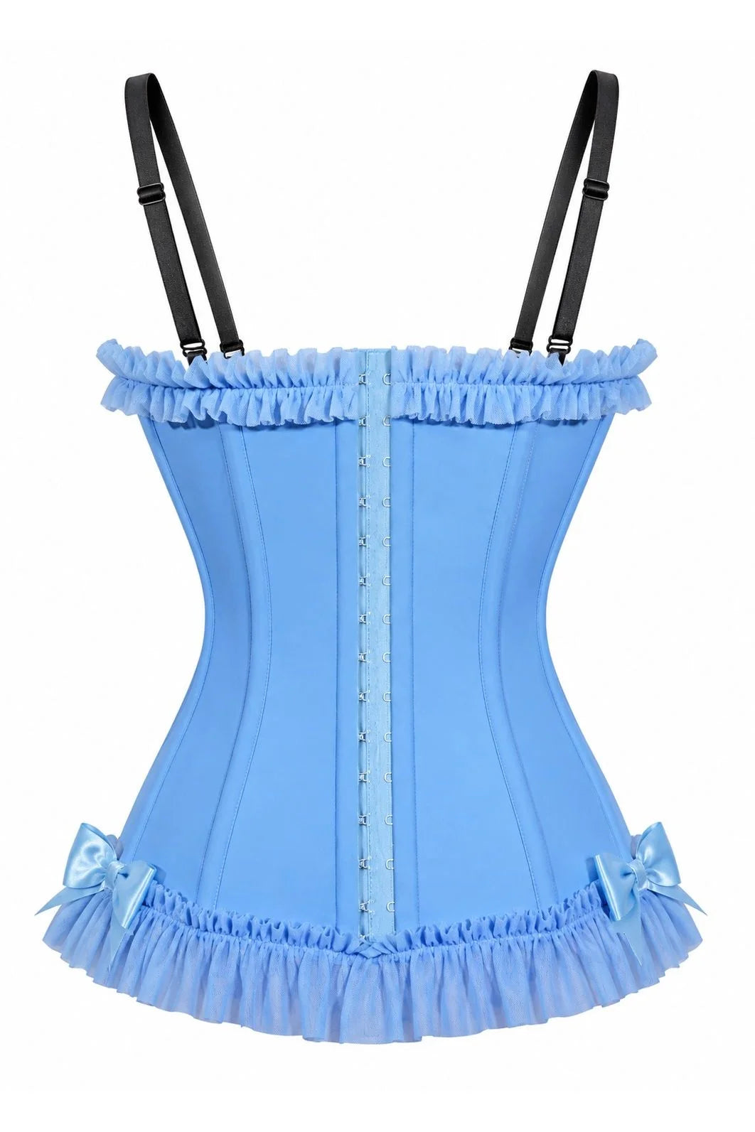 Lavish Light Blue Lace-Up Bustier Corset with Underwire Cups