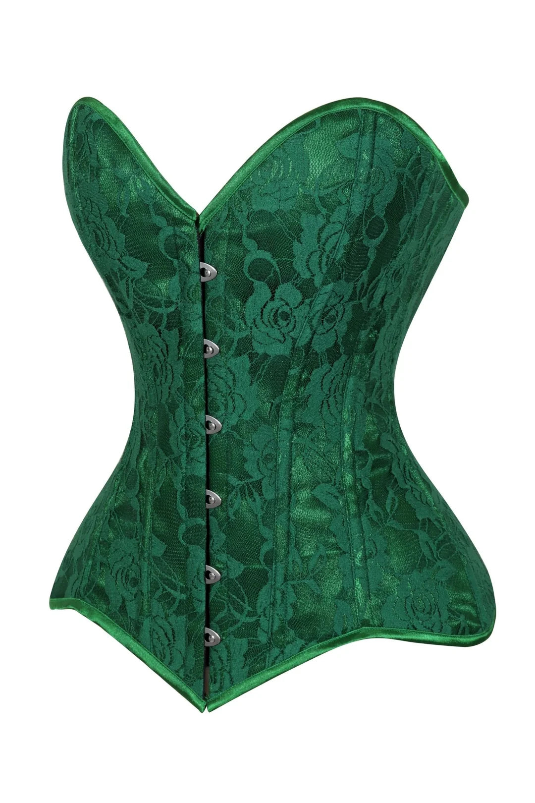 Lavish Green Lace Overbust Corset Sweetheart Neckline Busk Closure
