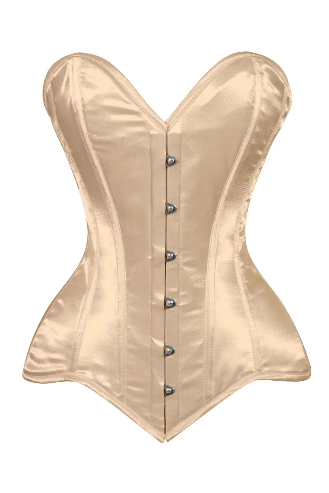 Lavish Gold Satin Overbust Corset Sweetheart Neckline Busk Closure