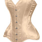 Lavish Gold Satin Overbust Corset Sweetheart Neckline Busk Closure