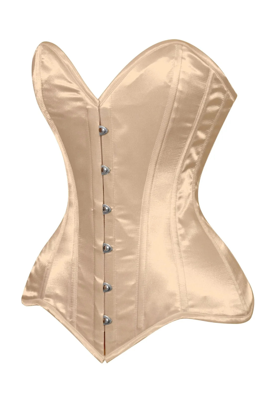 Lavish Gold Satin Overbust Corset Sweetheart Neckline Busk Closure