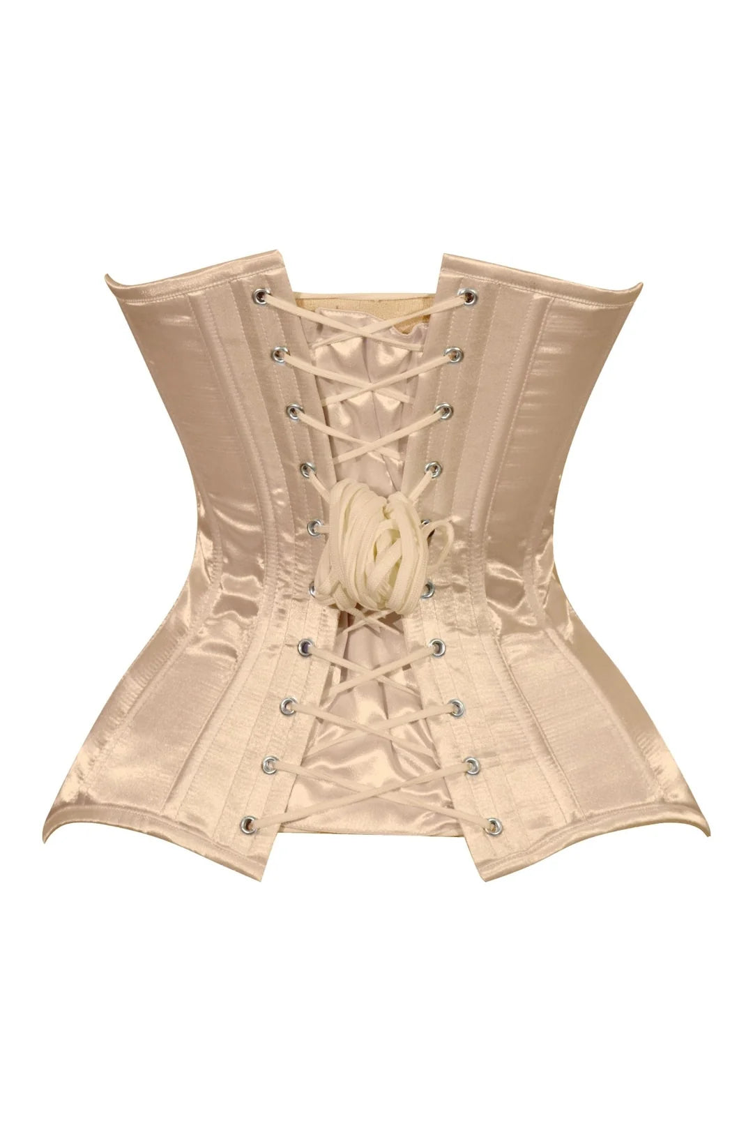 Lavish Gold Satin Overbust Corset Sweetheart Neckline Busk Closure