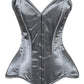 Lavish Dark Silver Satin Overbust Corset Sweetheart Neckline Busk Closure