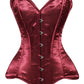 Lavish Dark Red Wine Satin Overbust Corset Sweetheart Neckline Busk Closure