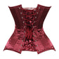 Lavish Dark Red Wine Satin Overbust Corset Sweetheart Neckline Busk Closure