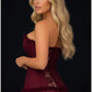 Lavish Dark Red Wine Lycra & Lace Hook & Eye Stretch Bustier Corset