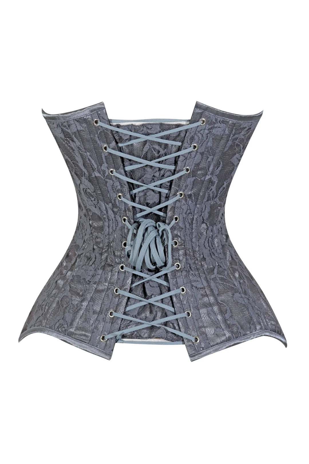 Lavish Dark Grey Lace Overbust Corset Sweetheart Neckline Busk Closure