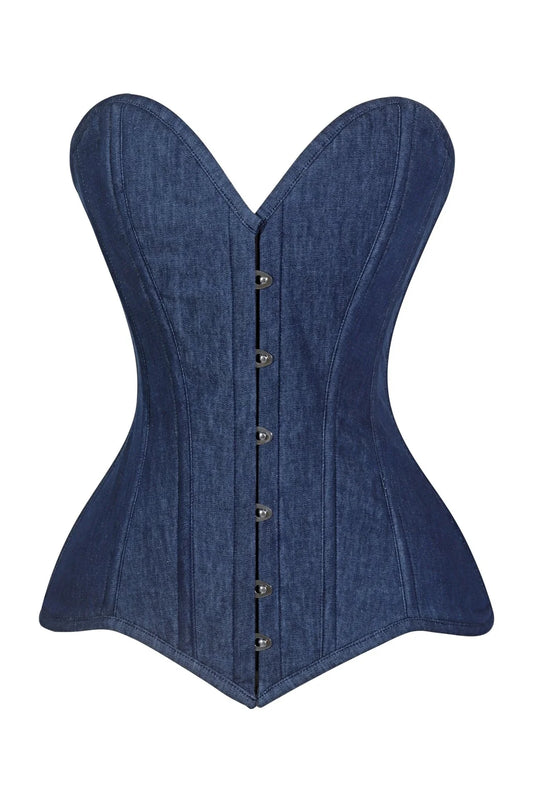 Lavish Dark Denim Mini Waist Cincher Underbust Corset Top