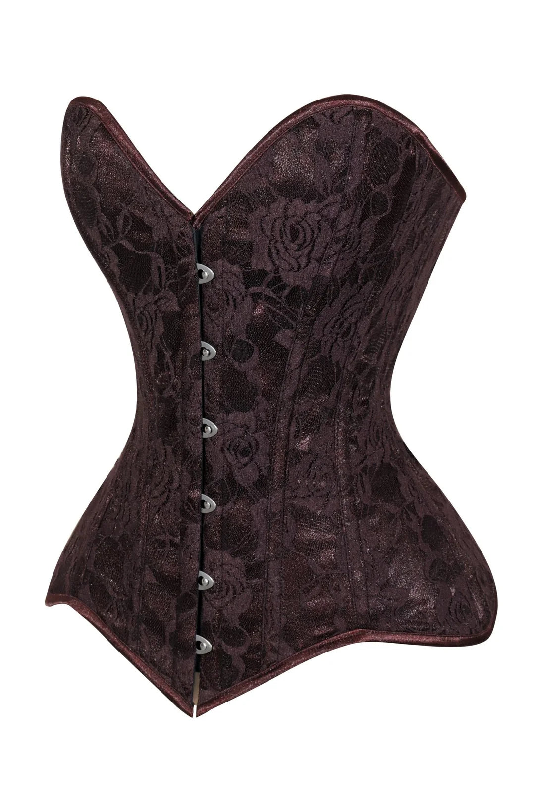 Lavish Dark Brown Lace Overbust Corset Sweetheart Neckline Busk Closure