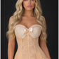 Lavish Champagne Lycra & Lace Hook & Eye Stretch Bustier Corset