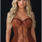 Lavish Caramel Lycra & Lace Hook & Eye Stretch Bustier Corset