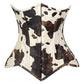 Lavish Brown/Cream Cow Print Faux Leather Underbust Waist Cincher Corset Top