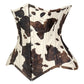 Lavish Brown/Cream Cow Print Faux Leather Underbust Waist Cincher Corset Top