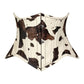 Lavish Brown/Cream Cow Print Faux Leather Underbust Mini Cincher Corset Top