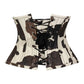 Lavish Brown/Cream Cow Print Faux Leather Underbust Mini Cincher Corset Top