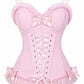 Lavish Light Pink Lace-Up Bustier Corset with Underwire Cups