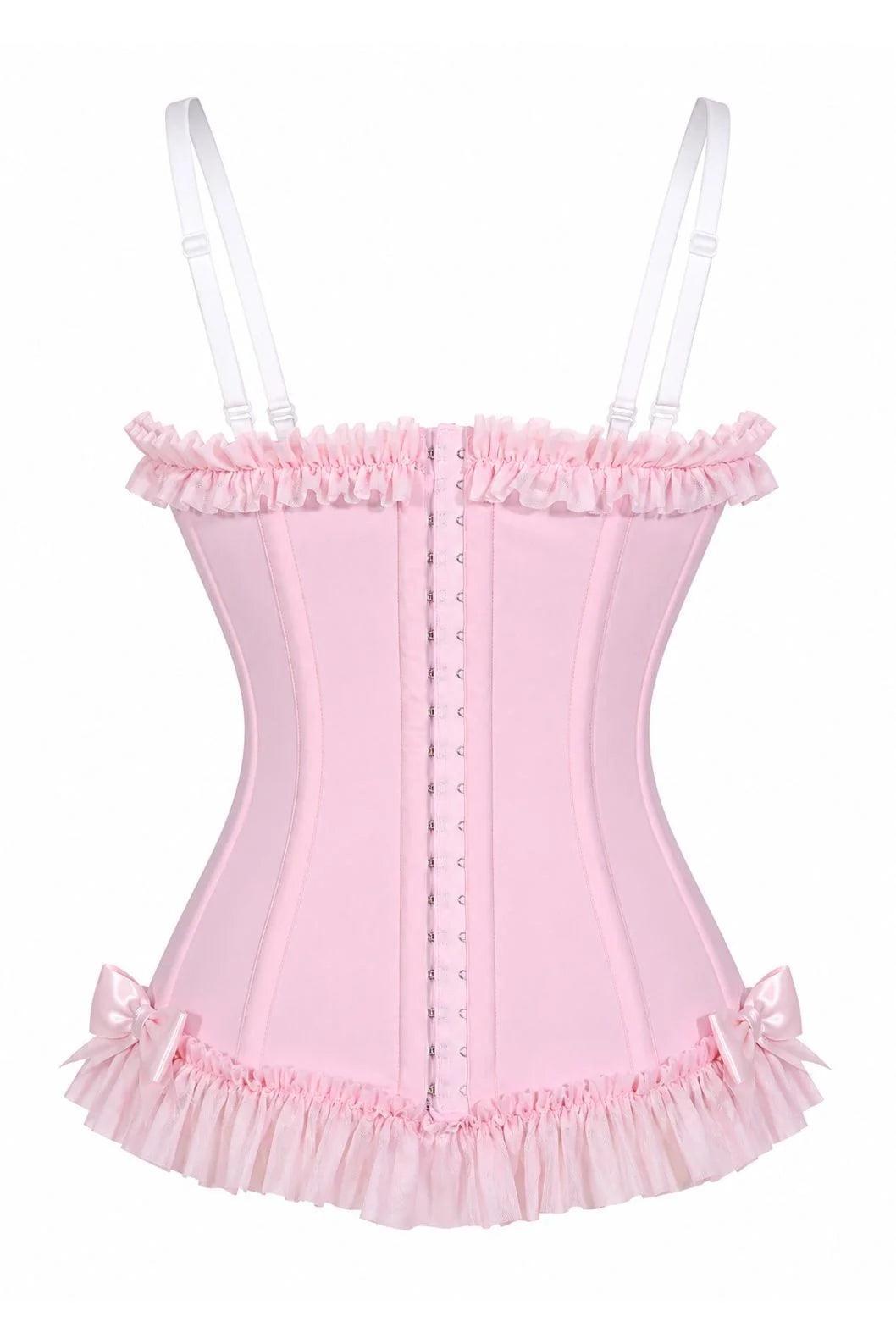 Lavish Light Pink Lace-Up Bustier Corset with Underwire Cups