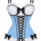 Lavish Black/White/Blue Stretch Lycra Bustier Corset with Underwire Cups