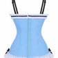 Lavish Black/White/Blue Stretch Lycra Bustier Corset with Underwire Cups